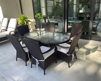Patio full of quality outdoor furniture. 