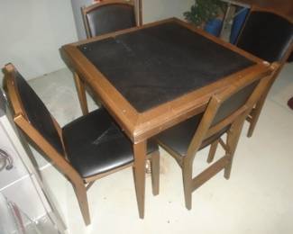 Hardwood card table and chairs