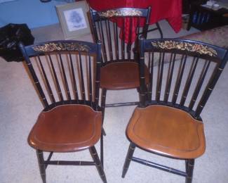 set of 3 Hitchcocl spindle back chairs