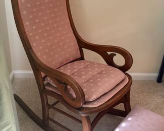 Antique rocker with matching foot stool