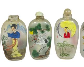 Five Antique Chinese Reverse Painted Snuff Bottles
