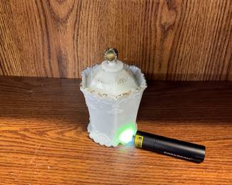 Uranium Glass - Westmorland Opaline White Milk Glass Covered Sugar Dish