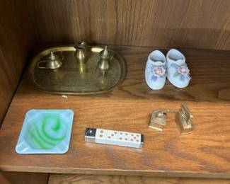 Slag Glass Ashtray - Cigarette Lighter