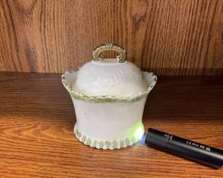Uranium Glass - Westmorland Opaline White Milk Glass Covered Sugar Bowl
