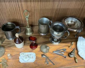 Red Amberina Glass Eye Wash Cup - Child Tea Set - Misc Metal Items