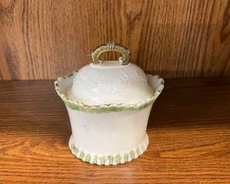 Uranium Glass - Westmorland Opaline White Milk Glass Covered Sugar Bowl