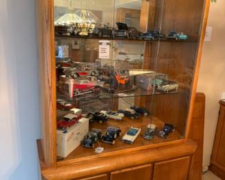 Wooden China Cabinet, Corvette 328 Fuel Injection, 	1953 Chevy Bel Air Showroom Floor, 1957 Cadillac Eldorado Biarritz