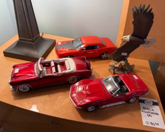 Birch nightstand, model cars