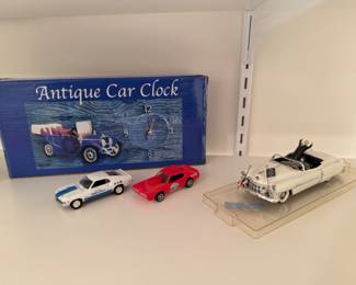 Model cars, antique car clock