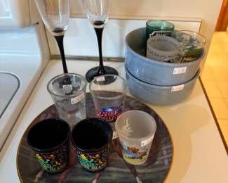 Wine glasses, Secretariat Plate, Shot Glasses