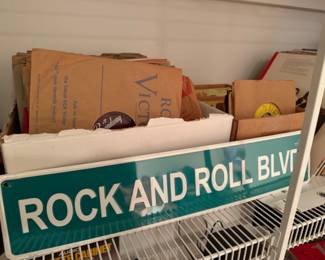 Rock and Roll Blvd sign, records