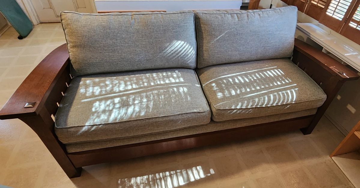 Stickley sofa light blue,length 83in depth 37in. height 34