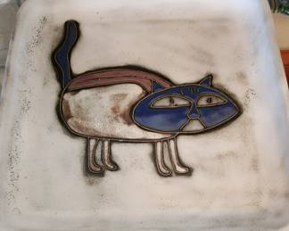 set of 6 cat plates