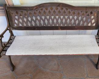 wood and metal bench