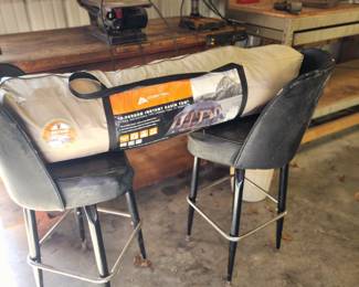 10 person Ozark Trail cabin tent, barstools,