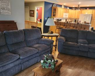 Bryan Furniture Marion Illinois Grey Microfiber Stain Resistant All Reclining Sofa and Loveseat