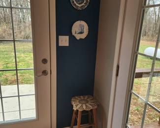 Stool, Doilies, Plates