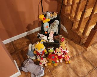 ASSORTED VINTAGE PLUSH, VINTAGE DOLL CARRIAGE