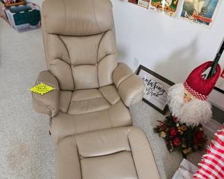 Leather chair with ottoman $250