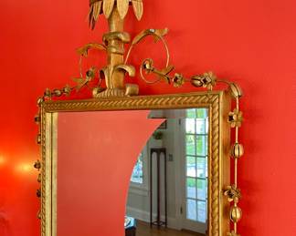 French Gilt Tole & Wood Beveled Mirror 