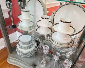 Mikasa " Solitude" China set (new with tags) 
Murano Glass Blue Swan napkin holder 