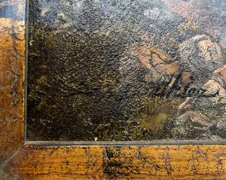 Detail pic, signature Mountain Lake Waterfall
Frame 63"long 51"tall overall 
Image 47.5"wide 35.5"tall 
Extends 5.5"