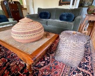 Large Native American Indian woven lidded basket