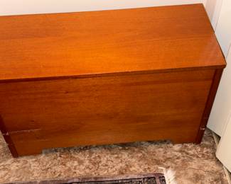 Teak door shoe storage bin-slight scratch bottom left