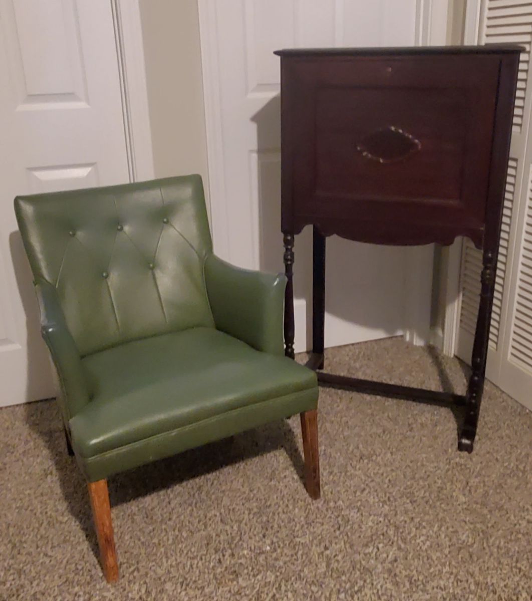 MCM Chair, Antique Phone Cabinet