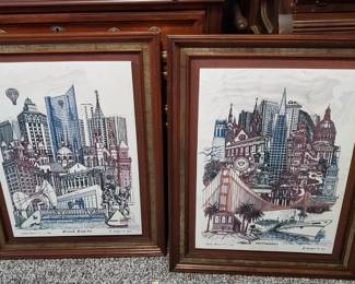 Eugene Andreyev 1980's Etchings Seattle, San Fransisco. Signed and numbered.