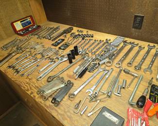 Lots of wrenches and socket sets