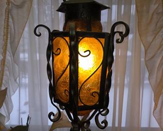 Mid century metal hanging lamp swag