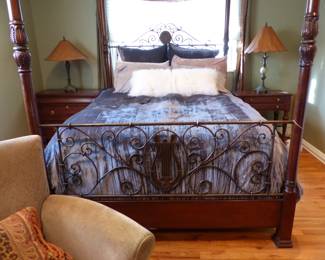 Ethan Allen 4 poster master bedroom set, queen size mattress & box spring 