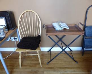 Tray table, chair