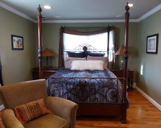 Ethan Allen 4 poster master bedroom set, queen size mattress & box spring 