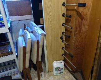 Folding bar stools, Foosball table
