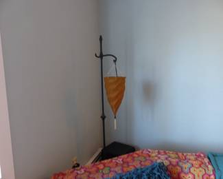 Floor lamp with beaded shade