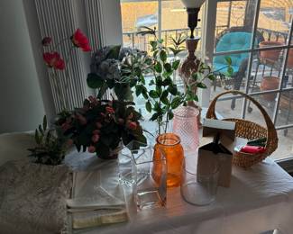 Silk flowers and vases