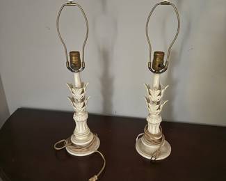 Pair of white antique lamps