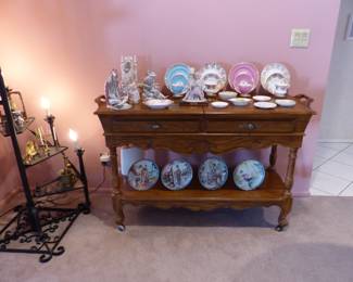 Vintage "Drexel Heritage" flip top serving cart on wheels