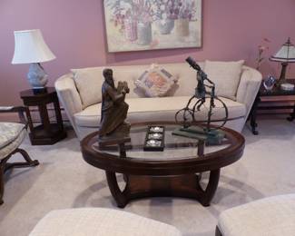 Oval coffee table, small curio end table