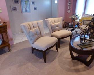 Pair of neutral Schnadig accent chairs