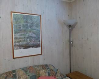 Framed poster, floor lamp