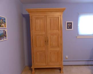 "Century Furniture Company" queen size bedroom set, lighted headboard/bed frame, pair of night tables, dresser/mirror & armoire, queen size mattress & boxspring