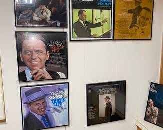 Lots of Frank Sinatra records, books, framed covers