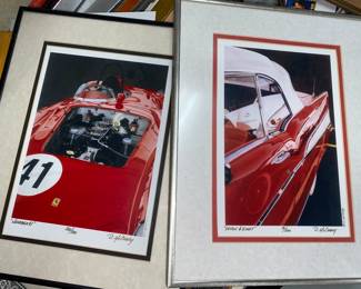 Vtg. Car framed art