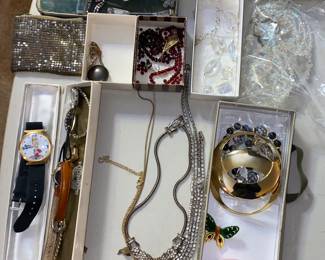 Assorted necklaces, bracelets, rings, earrings, pins and more 