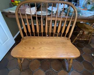 Oak 2 set high back bench 