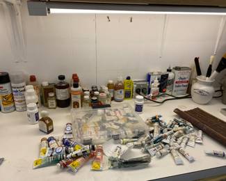 Assorted art supplies 