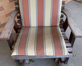 Redwood porch single seat glider with cushions